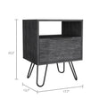 Smokey Oak 1 Shelf 1 Drawer Nightstand Gray Particle Board