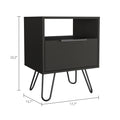 Black Wengue 1 Shelf 1 Drawer Nightstand Black Particle Board