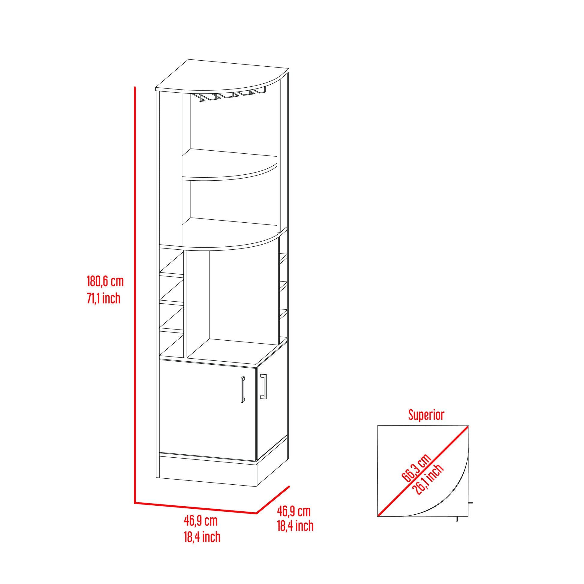 Dark Walnut 8 Bottle 2 Shelf Bar Cabinet Freestanding 5 Or More Shelves Brown Primary Living Space Shelves Included Particle Board