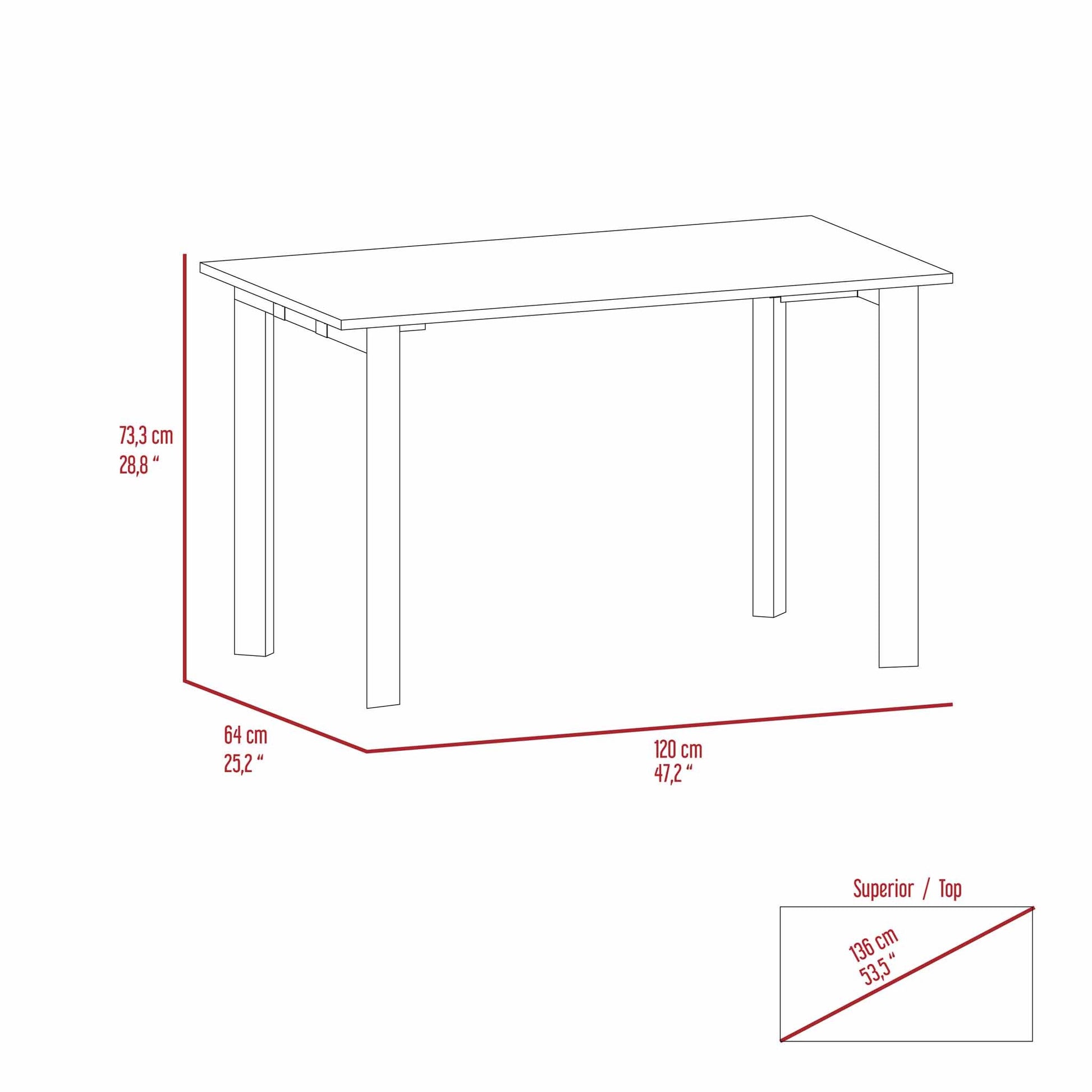 Mahogany Rectangle Writing Desk With Steel Legs Brown Particle Board