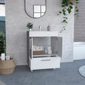 White 2 Door Rectangle Single Bathroom Vanity White Particle Board