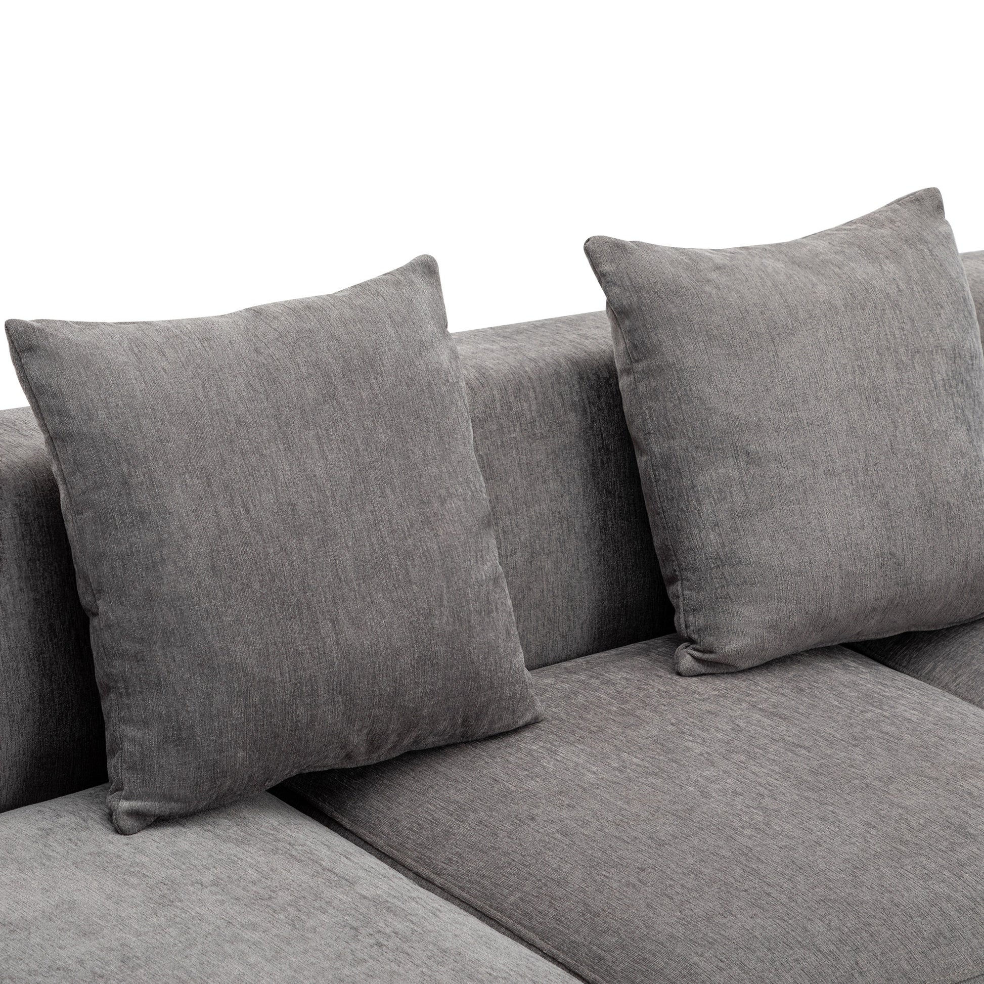 Luxury Modern Style Living Room Upholstery Sofa Gray Chenille