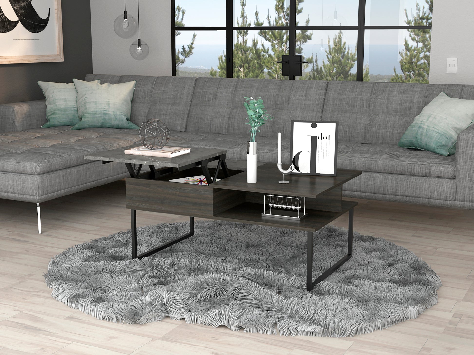 Carbon Espresso And Onyx 1 Shelf Lift Top Coffee Table Espresso Particle Board