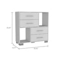 Brooks 2 Shelf 4 Drawer Dresser White White Particle Board