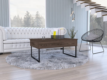 Trumbel Rectangle Lift Top Coffee Table Dark Walnut Brown Particle Board