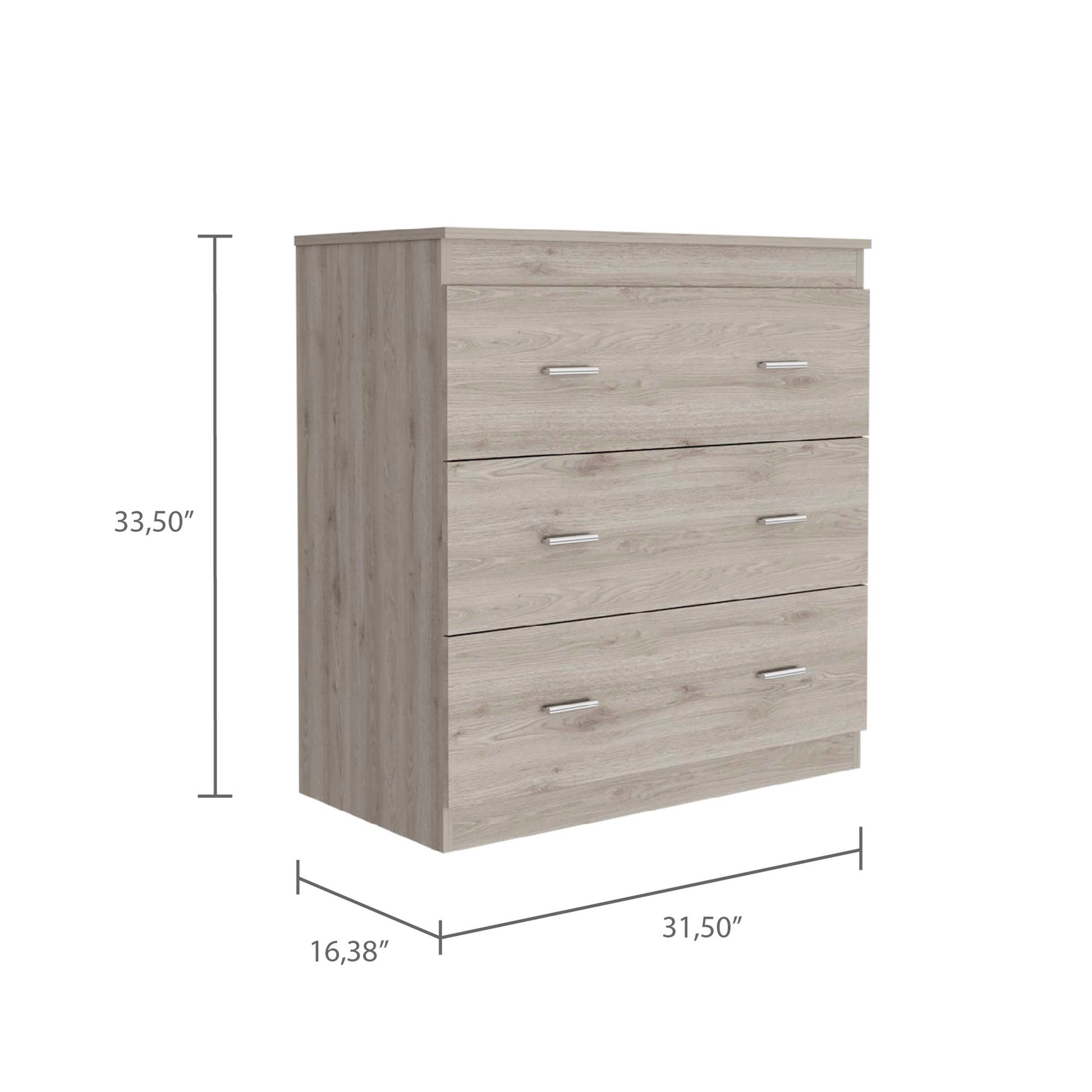 Calvetta 3 Drawer Dresser Light Grey Light Gray Particle Board