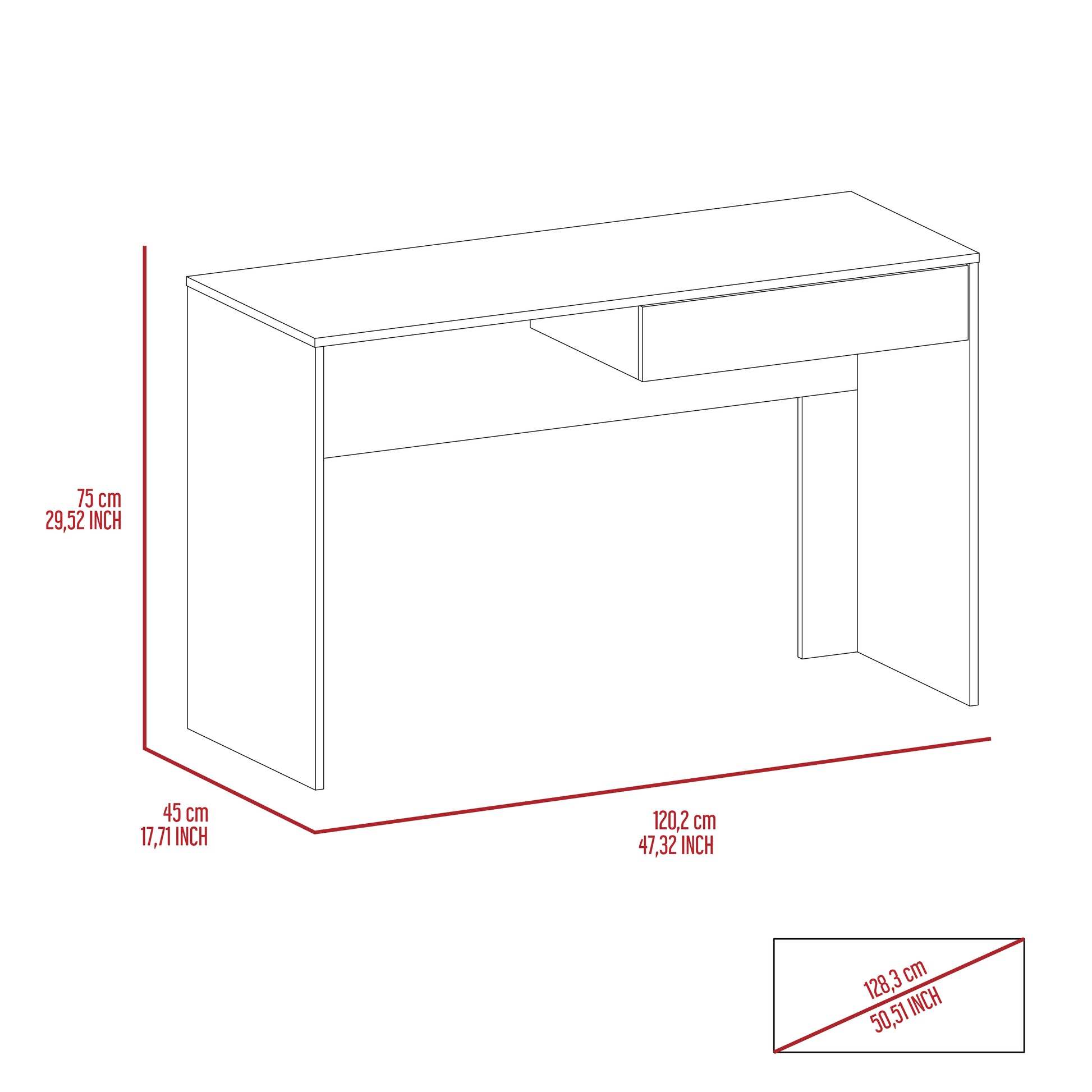 Black Wengue 2 Drawer Computer Desk Black Particle Board