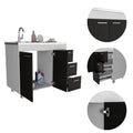 Lighthouse 3 Drawer Base Cabinet White And Black Wengue Black Particle Board