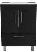 Clifton 2 Door Rectangle Single Bathroom Vanity Black Wengue Black Particle Board