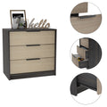 Cannon 3 Drawer Rectangle Dresser Black Wengue And Light Oak Black Particle Board