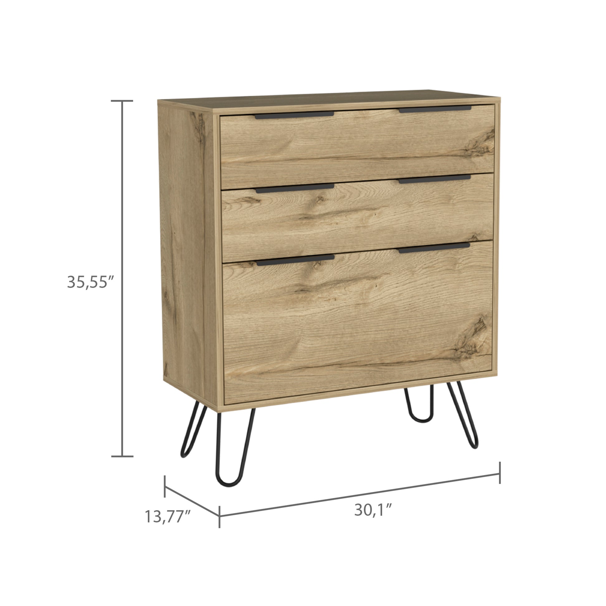 Kirsage 3 Drawer Dresser Light Oak Light Oak Particle Board