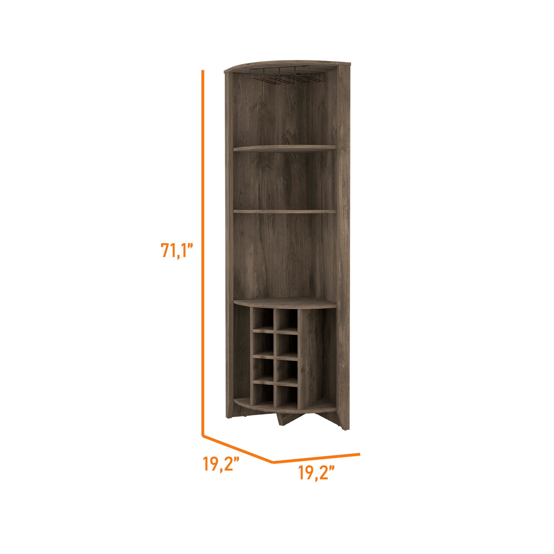 Morgana 8 Bottle 5 Shelf Corner Bar Cabinet Dark Brown Dark Brown Particle Board