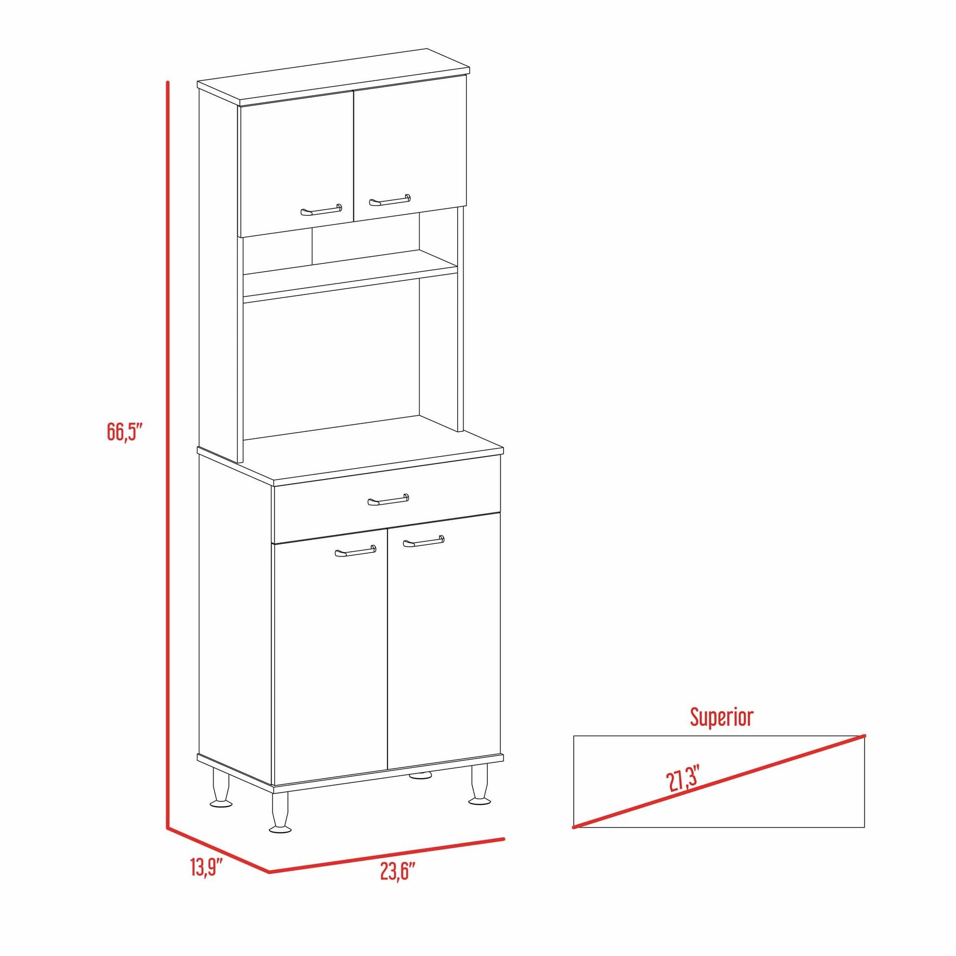 Santa Maria 1 Drawer 1 Shelf Area Pantry With Adjustable Metal Legs Black Wengue Black Particle Board