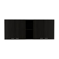 Menlo 59 Inch Four Swing Doors Wall Cabinet Black Wengue Black Particle Board
