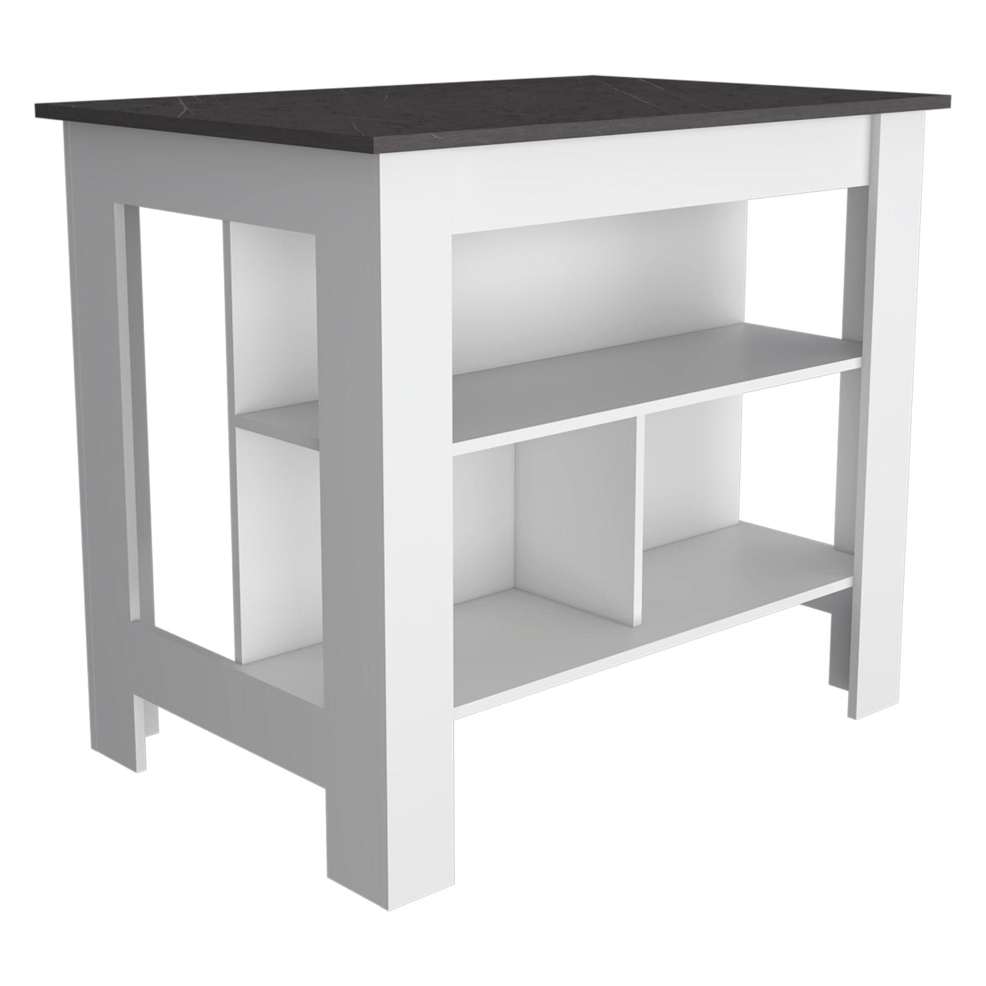 Rockaway 3 Shelf Kitchen Island White And Onix White Particle Board