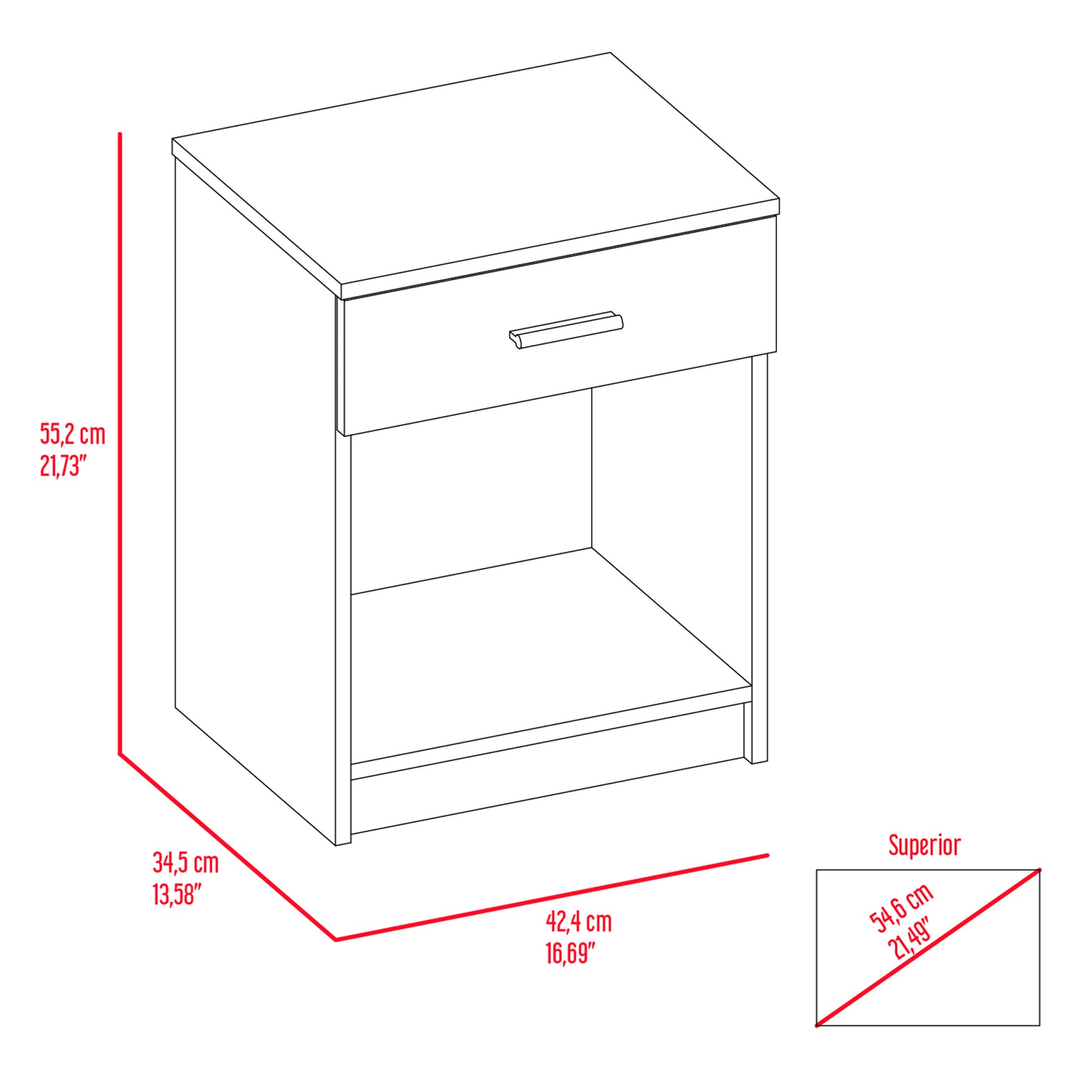 Light Grey 1 Drawer 1 Shelf Nightstand Light Gray Particle Board