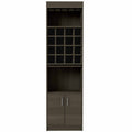 Smokey Oak 16 Bottle 1 Shelf Bar Cabinet Beige Particle Board