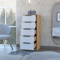 Cannon 5 Drawer Rectangle Dresser White And Light Oak White White Bedroom Modern Particle Board