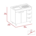 Lighthouse 3 Drawer Base Cabinet White And Black Wengue Black Particle Board
