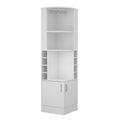 White 8 Bottle 2 Shelf Bar Cabinet Freestanding 5 Or More Shelves White Primary Living Space Shelves Included Particle Board