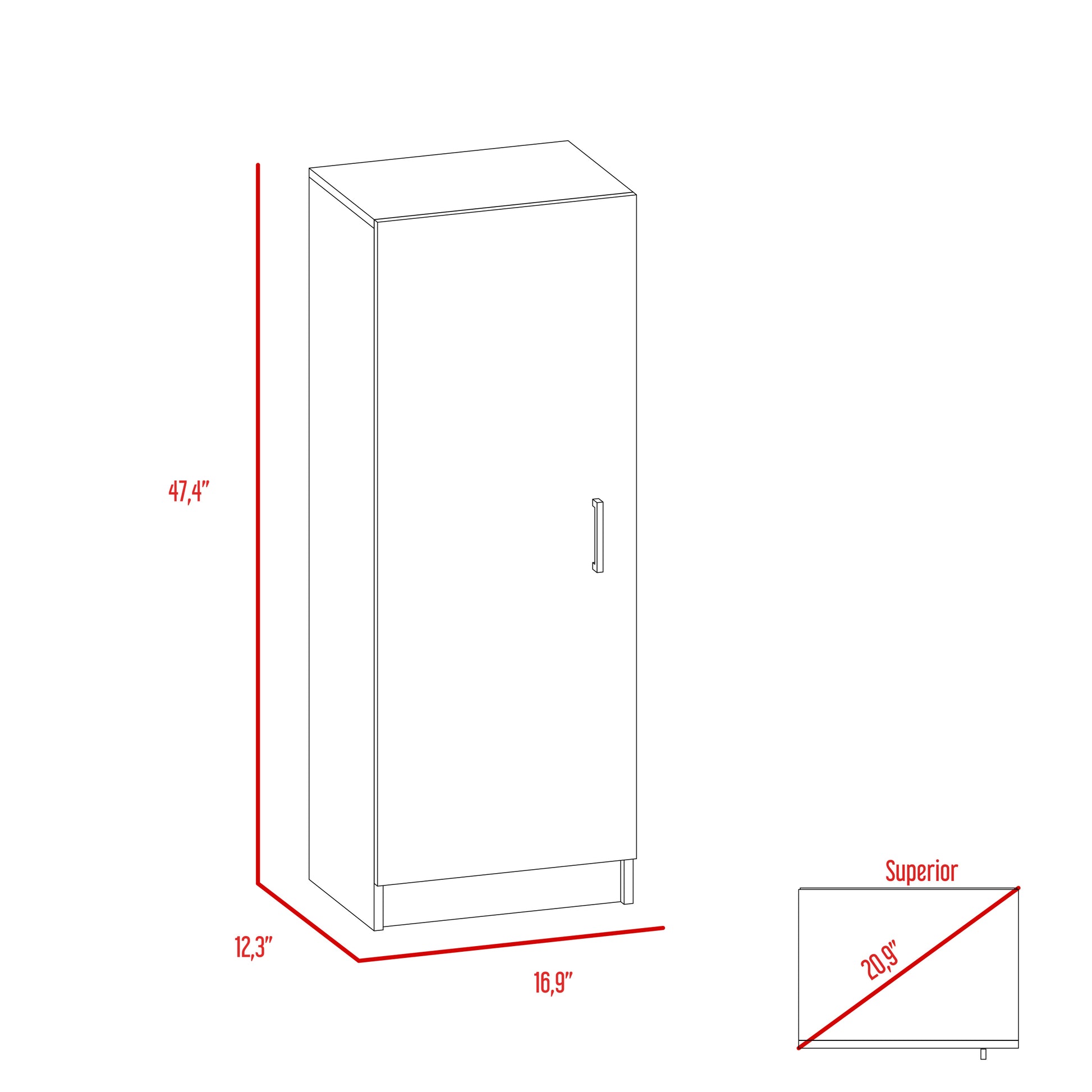 Richmond Rectangle Pantry Cabinet White White Particle Board