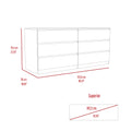White 6 Drawer Rectangle Dresser White Particle Board