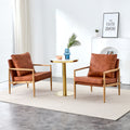 Pu Leather Accent Arm Chair Mid Century Modern Upholstered Armchair With Imitation Solid Wood Color Metal Frame Extra Thick Padded Backrest And Seat Cushion Sofa Chairs For Living Room Sf 010 Brown Foam Pu
