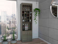Smokey Oak 16 Bottle 1 Shelf Bar Cabinet Beige Particle Board
