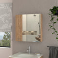 4 Shelf Bathroom Medicine Cabinet With Mirror Beige Particle Board