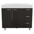 Lighthouse 3 Drawer Base Cabinet White And Black Wengue Black Particle Board