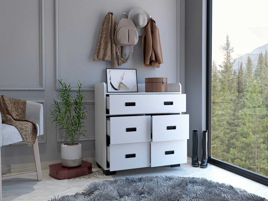 Edgemont 5 Drawer Dresser White White Particle Board