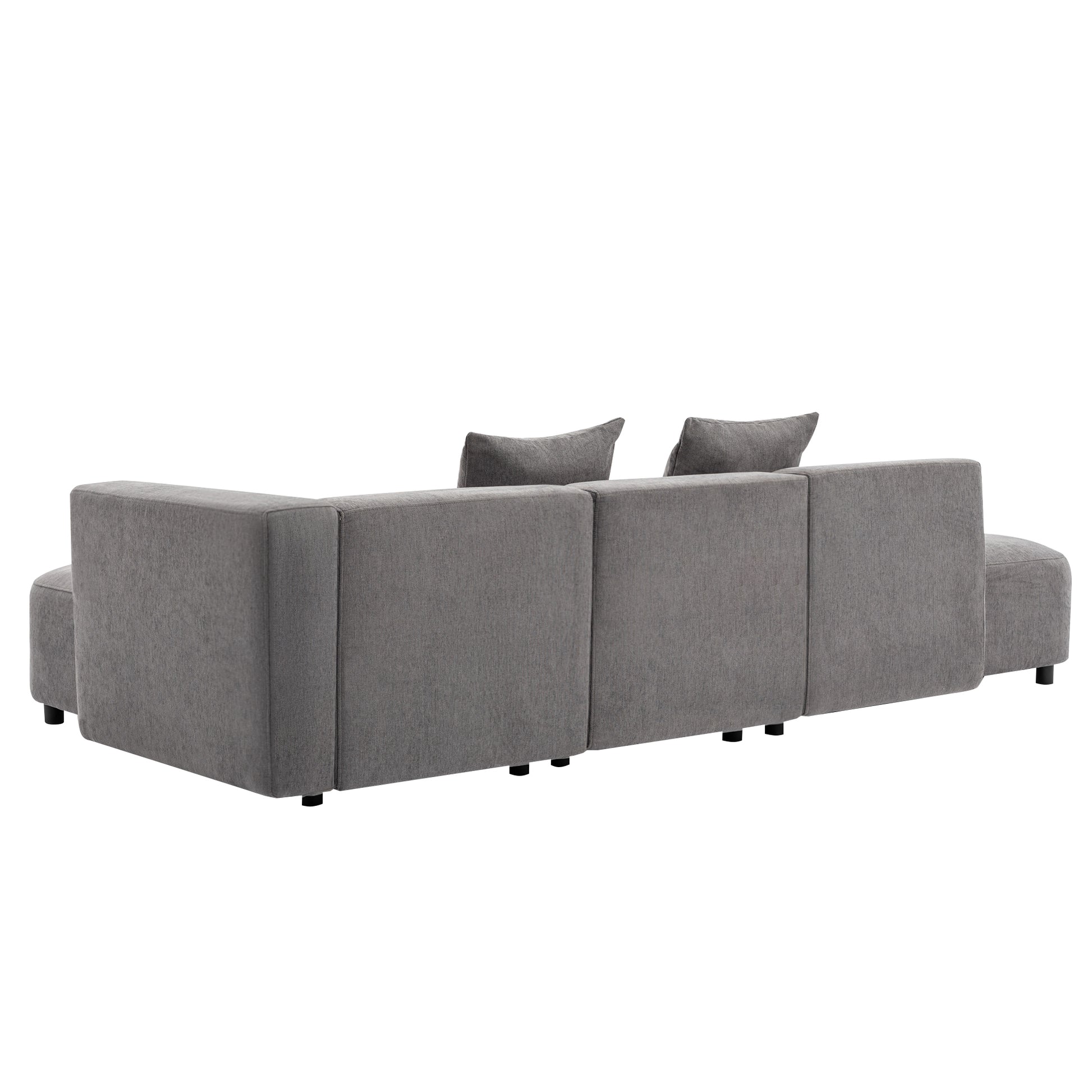 Luxury Modern Style Living Room Upholstery Sofa Gray Chenille