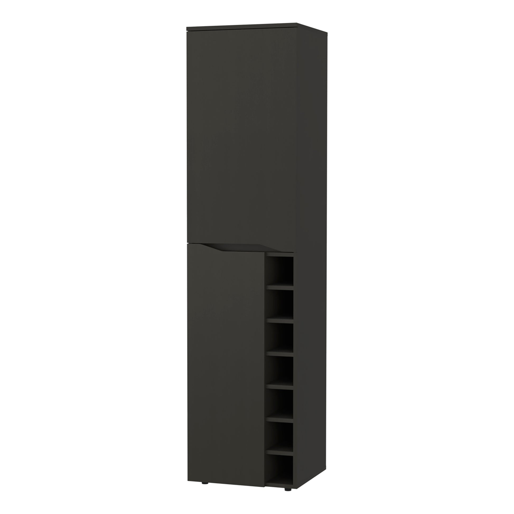 Black Wengue 7 Bottle Rectangle Bar Cabinet Black Particle Board