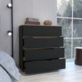 Lynbrook 4 Drawer Dresser Black Wengue And Light Oak Black Particle Board
