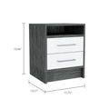 Smokey Oak And White 2 Drawer 1 Shelf Rectangle Nightstand Gray Particle Board