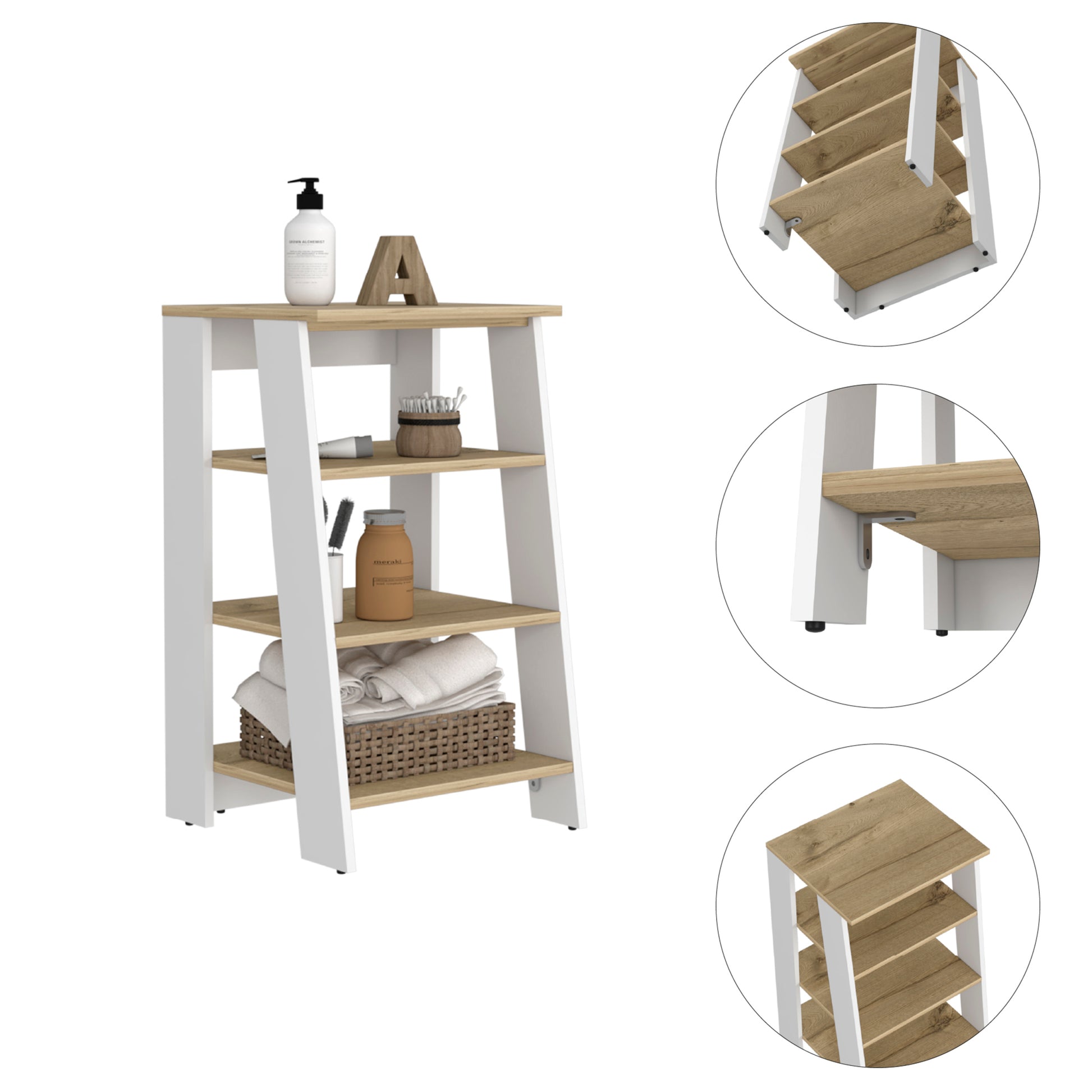 Nashua 4 Shelf Linen Cabinet Light Oak And White White Particle Board