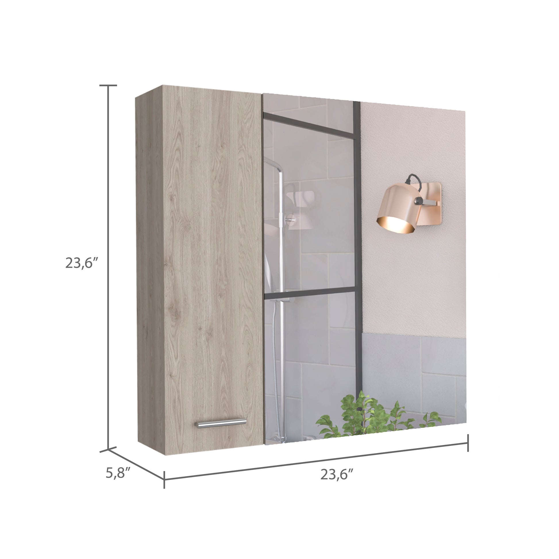 4 Shelf Bathroom Medicine Cabinet With Mirror Light Gray Particle Board