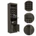 Smokey Oak 16 Bottle 1 Shelf Bar Cabinet Beige Particle Board