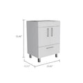 White 2 Door Rectangle Single Bathroom Vanity White Particle Board