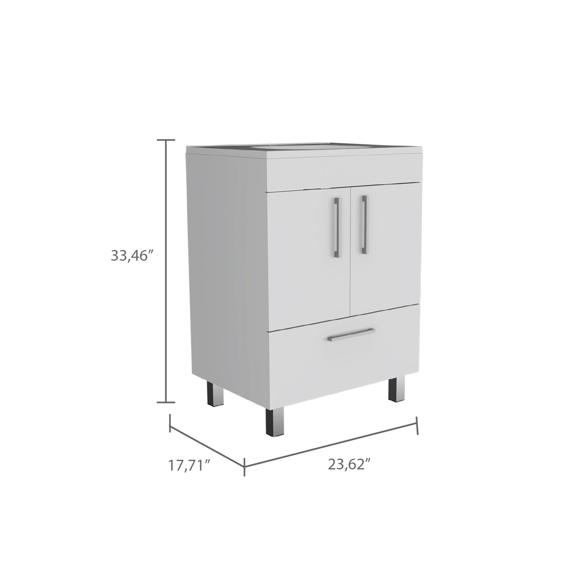 White 2 Door Rectangle Single Bathroom Vanity White Particle Board