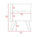 Black Wengue 1 Shelf 1 Drawer Nightstand Black Particle Board