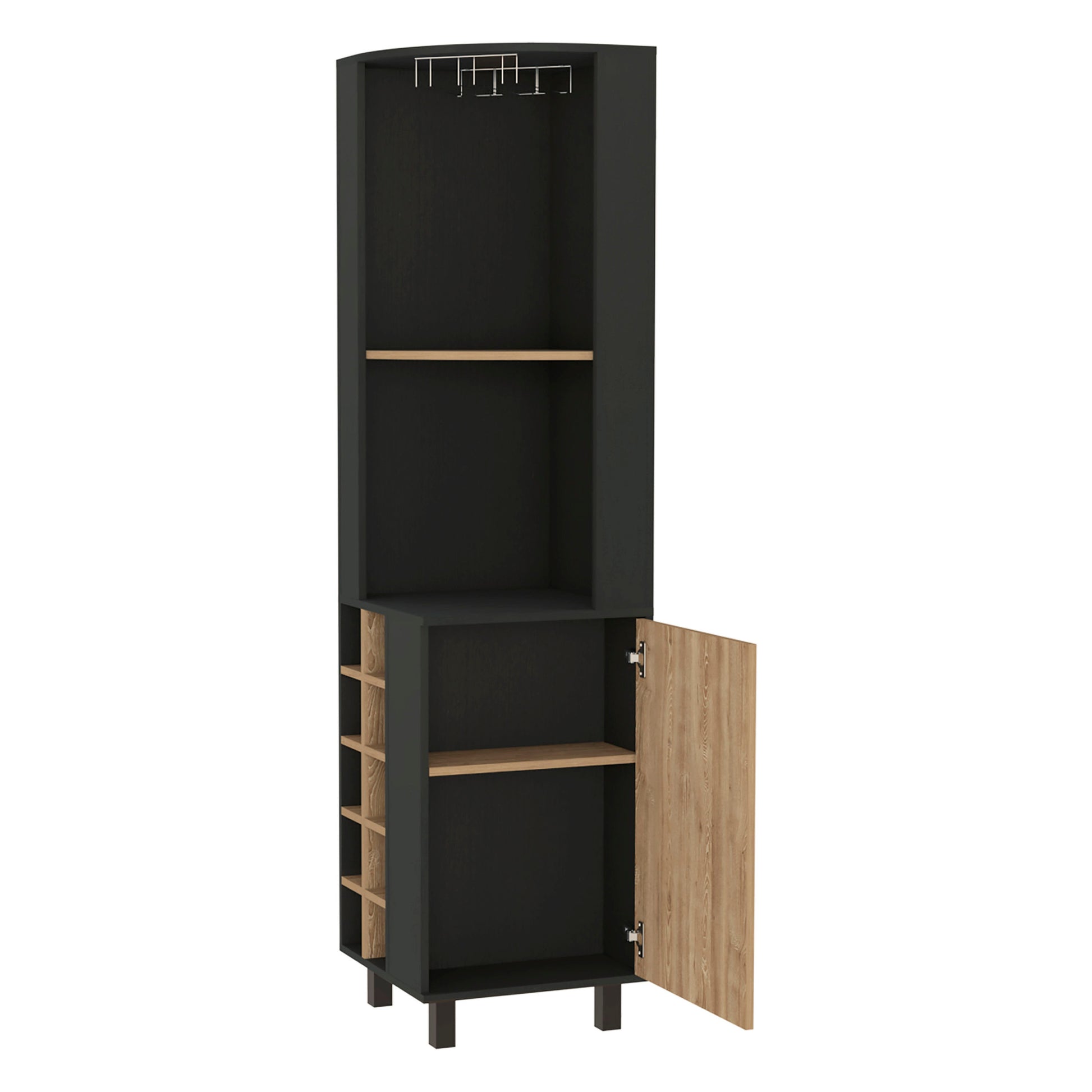 Hamden 10 Bottle 1 Shelf Bar Cabinet Black Wengue And Pine Black Particle Board