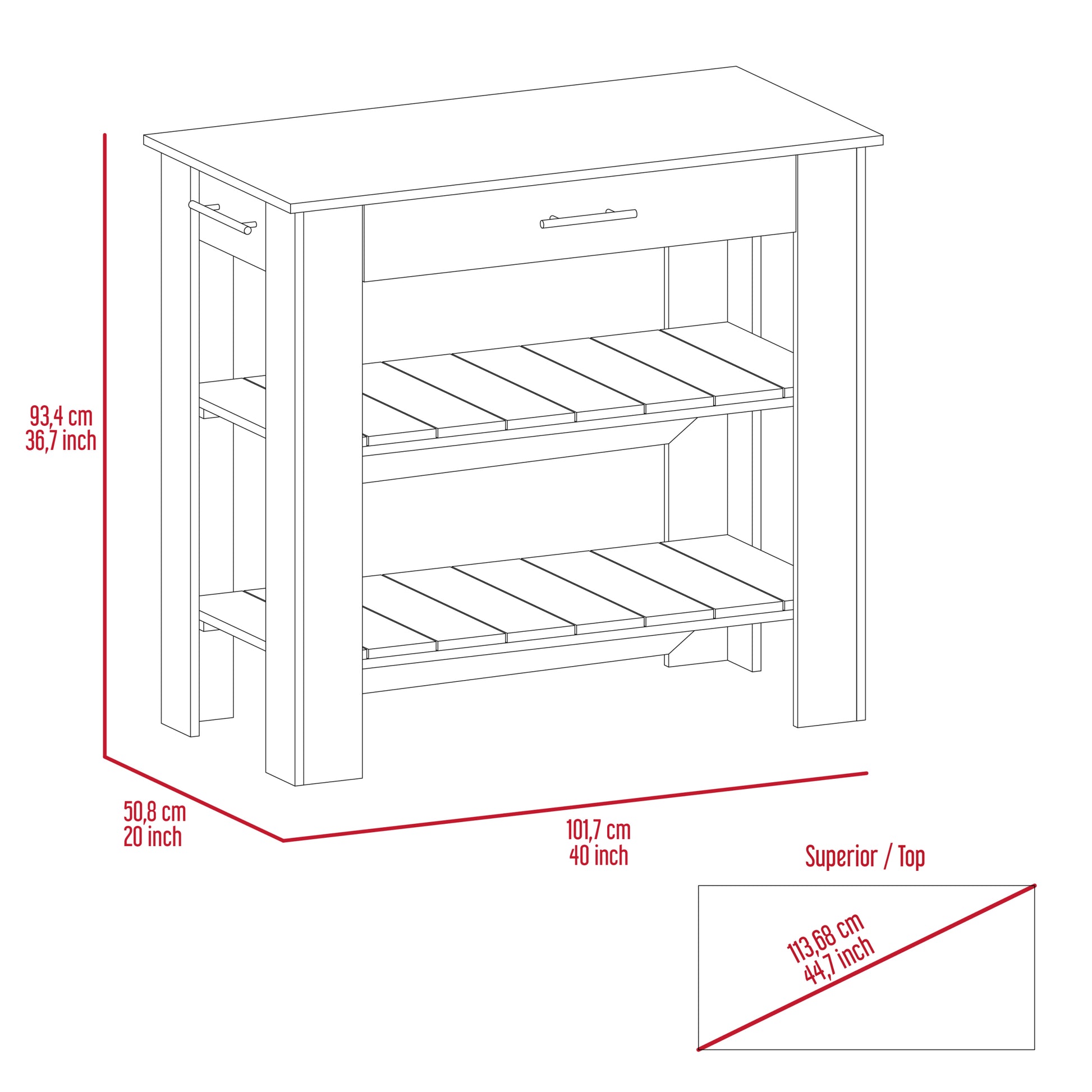 Rockaway 1 Drawer 2 Shelf Kitchen Island Black Wengue And Light Oak Black Particle Board