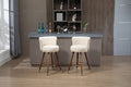 Coolmore Counter Height Bar Stools Set Of 2 For Kitchen Counter Solid Wood Legs With A Fixed Height Of 360 Degrees Ivory Solid Wood