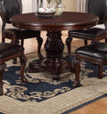 Majestic Formal Dining Room Table Brown 1Pc Dining Table Only Pedestal Base Royal Round Table Brown Brown Dining Room Traditional Rubberwood Rubber Wood Pedestal