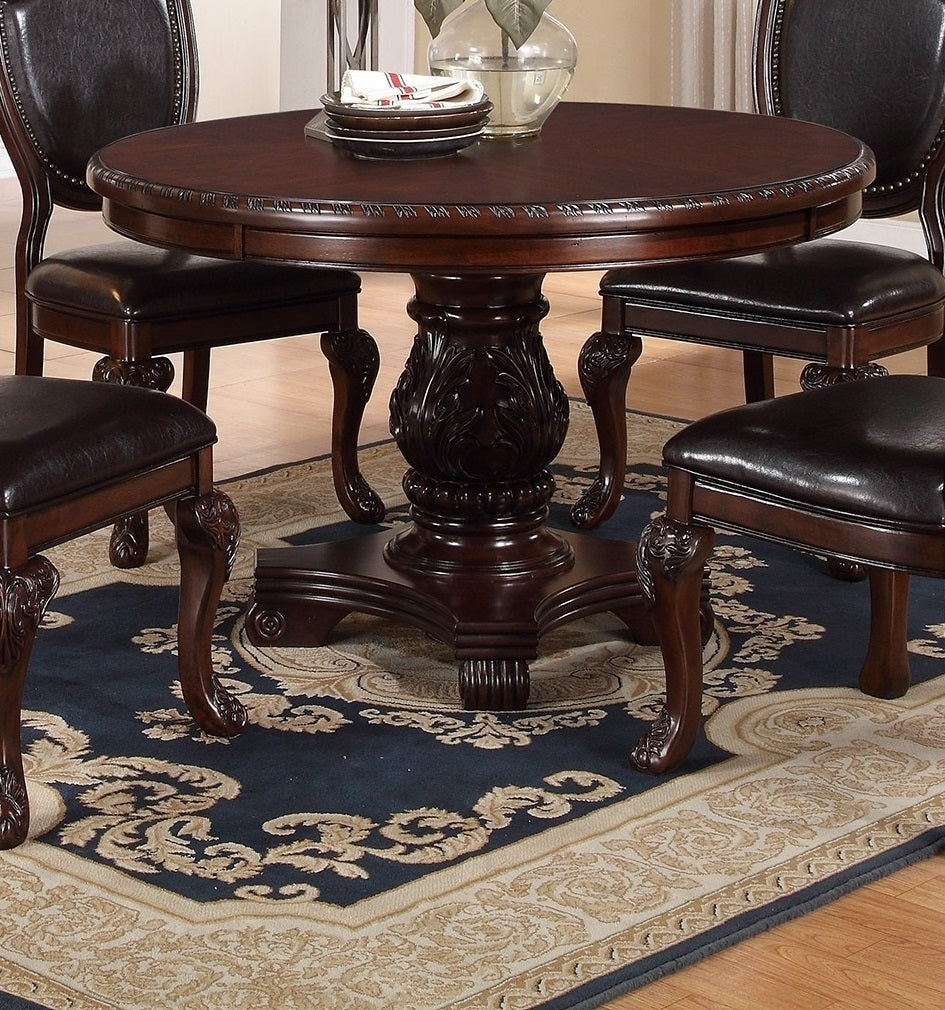 Majestic Formal Dining Room Table Brown 1Pc Dining Table Only Pedestal Base Royal Round Table Brown Brown Dining Room Traditional Rubberwood Rubber Wood Pedestal