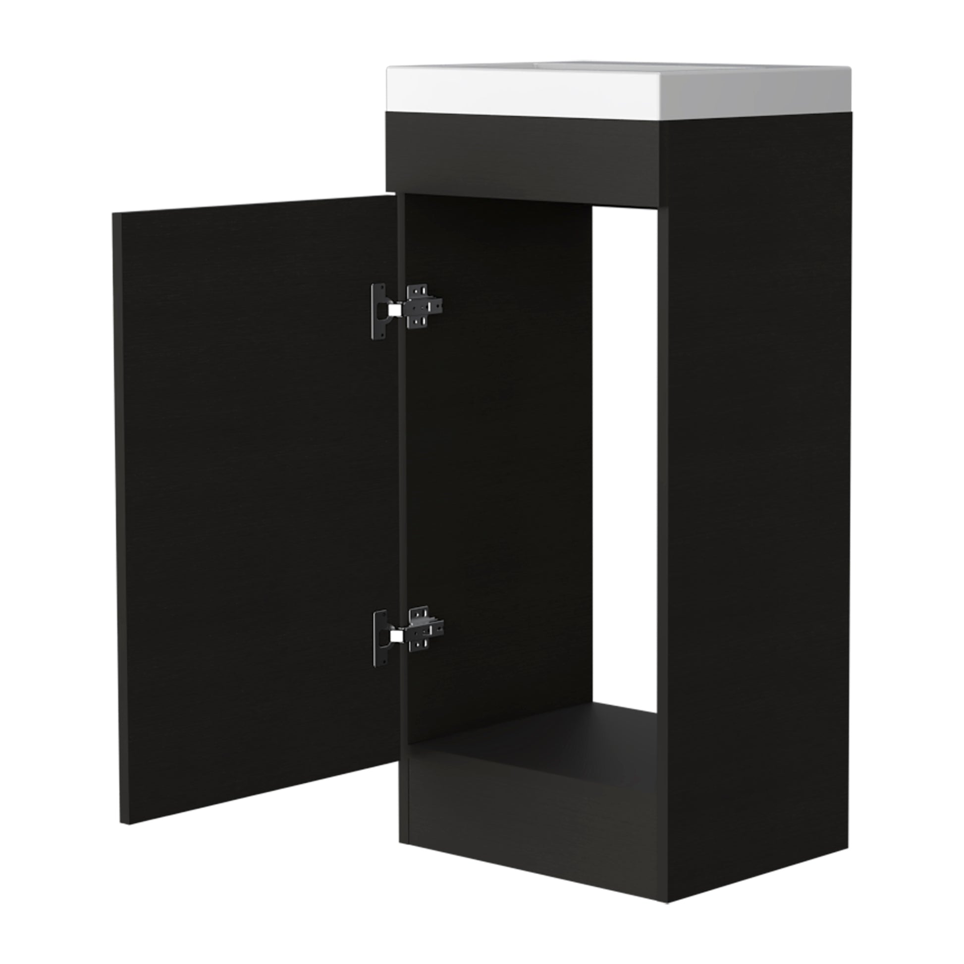 Black Wengue Rectangle Bathroom Vanity Black Particle Board