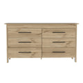 Southington 6 Drawer Rectangle Dresser Light Oak And White Beige Particle Board