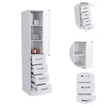 White 3 Drawer 3 Shelf Linen Cabinet Freestanding 3 4 Drawers White White Primary Living Space Drawers Included Particle Board