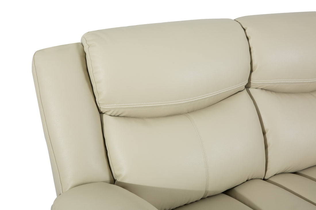 L Shapeleather Power Reclining Sectional Sofa Set With Usb Port, Left Pieces, Cream Cream Faux Leather